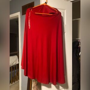 Red off the shoulder with sleeve dress